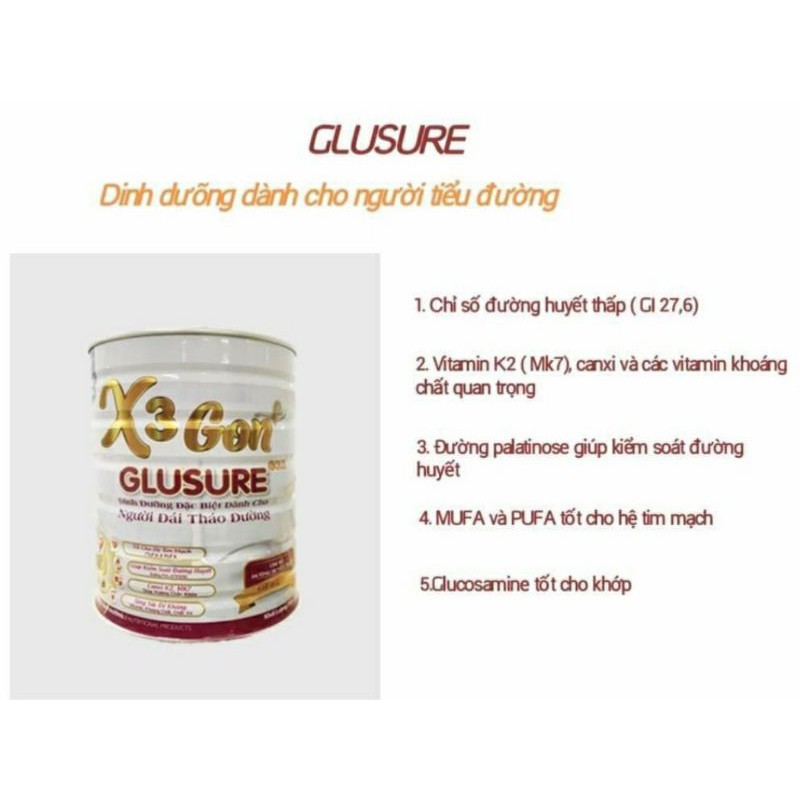 Sữa X3GON_GLUSURE _ GOLD_900gr, sữa dành cho người tiêu đường#suabotdinhduong