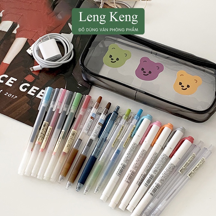Túi đựng bút trong suốt văn phòng phẩm Leng Keng bằng nhựa PVC TB06