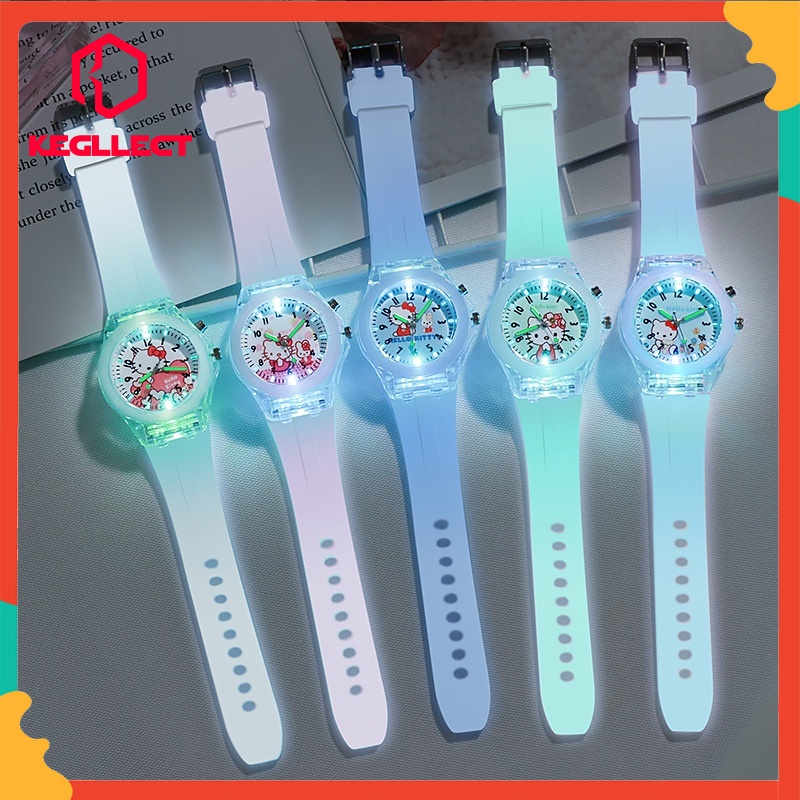 Đồng hồ đèn LED mặt Hello Kitty xinh xắn