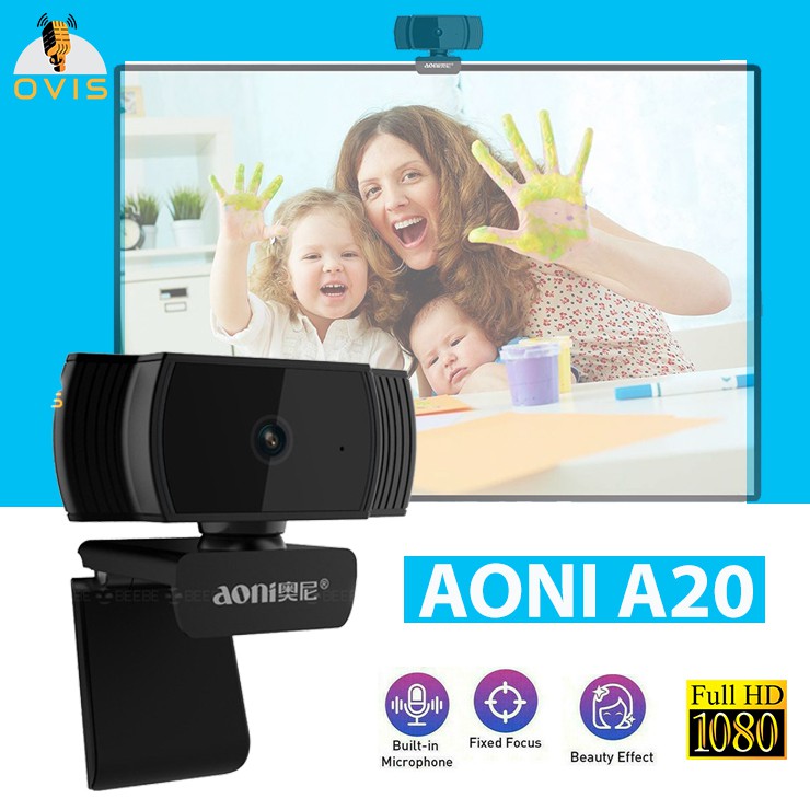 [BH 12 THÁNG] Webcam Máy Tính Aoni A20 Họp Trực Tuyến Góc Rộng 80 Độ, Full HD1080 30fps, 2.0 Megapixel | BigBuy360 - bigbuy360.vn