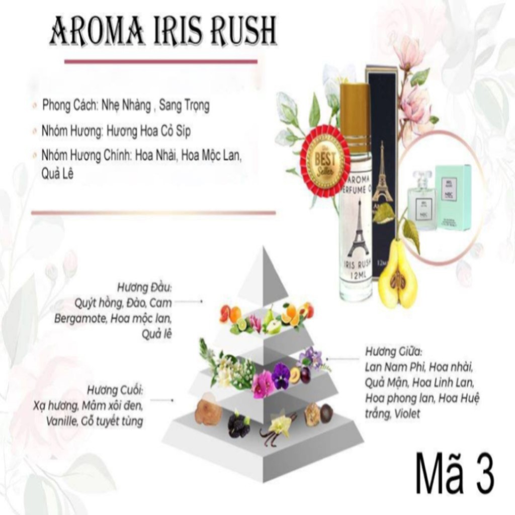 Tinh dầu nước hoa Pháp Aroma Perfume giữ hương thơm bền lâu - Tinh dầu nước hoa Pháp dạng lăn 12ml