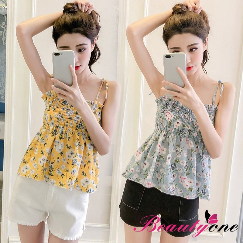 Áo nữ không tay họa tiết hoa lá thời trang quyến rũ