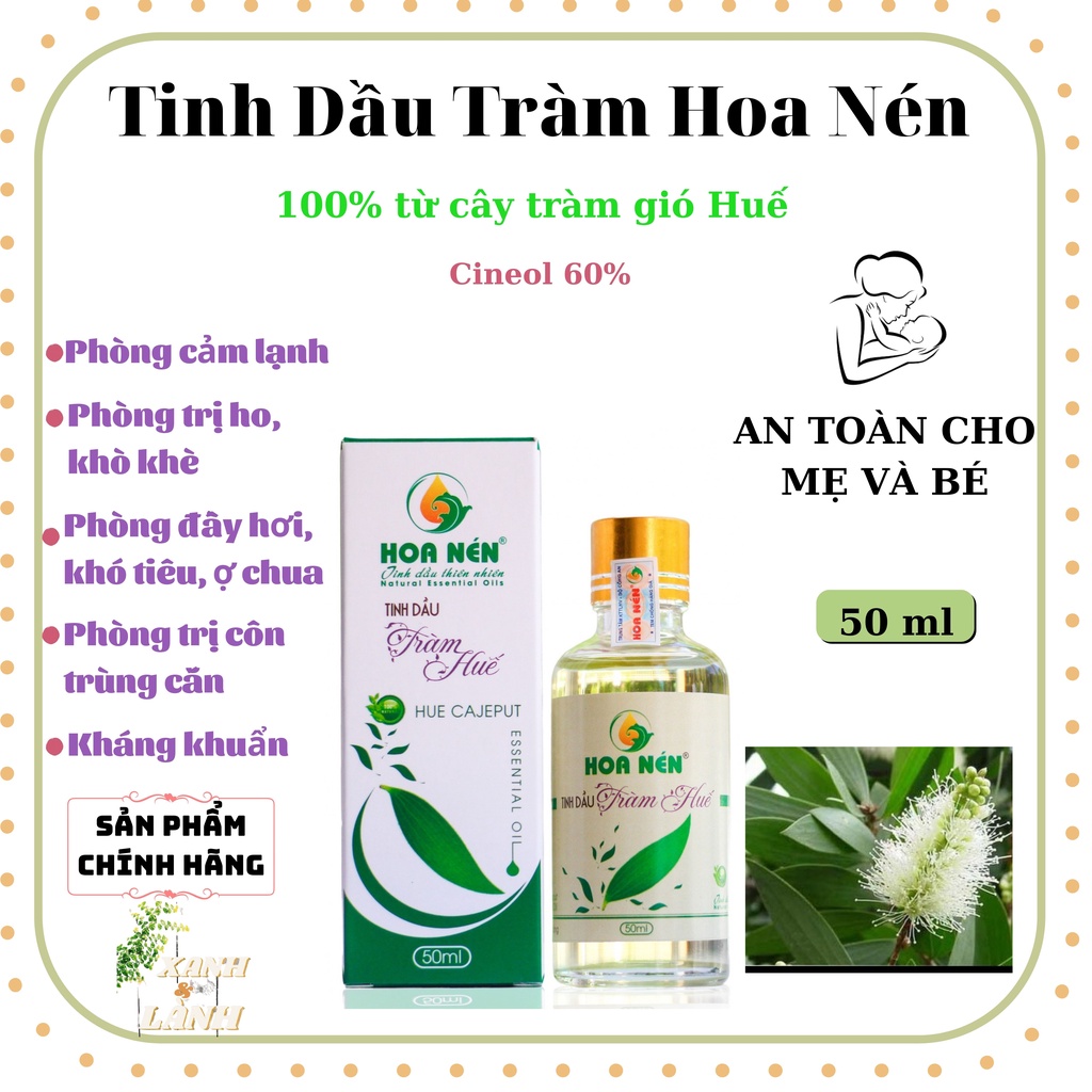 Tinh Dầu Tràm Huế HOA NÉN 50 ML Phòng Cảm, Ho, Sổ Mũi, Côn Trùng Đốt, Đau Bụng An Toàn Cho Phụ Nữ Ma