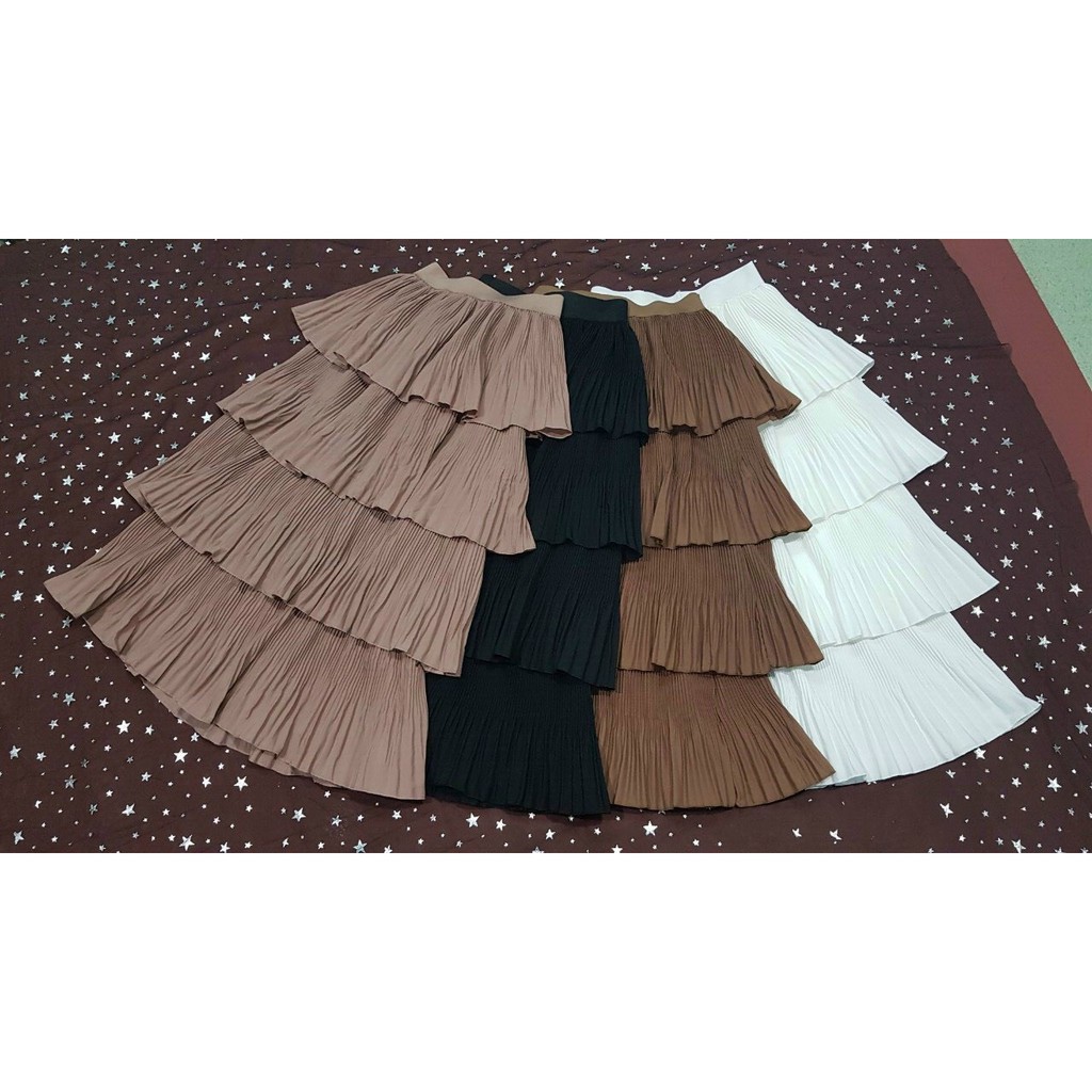 Chân Váy Xếp Li 4 Tầng Dáng Dài Cạp Cao hàng quảng châu. | BigBuy360 - bigbuy360.vn