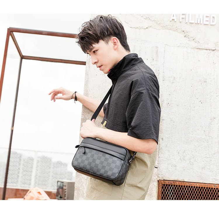 [ FREE SHIP ] Túi đeo chéo nam nữ caro da chống nước chống trầy cao cấp | BigBuy360 - bigbuy360.vn