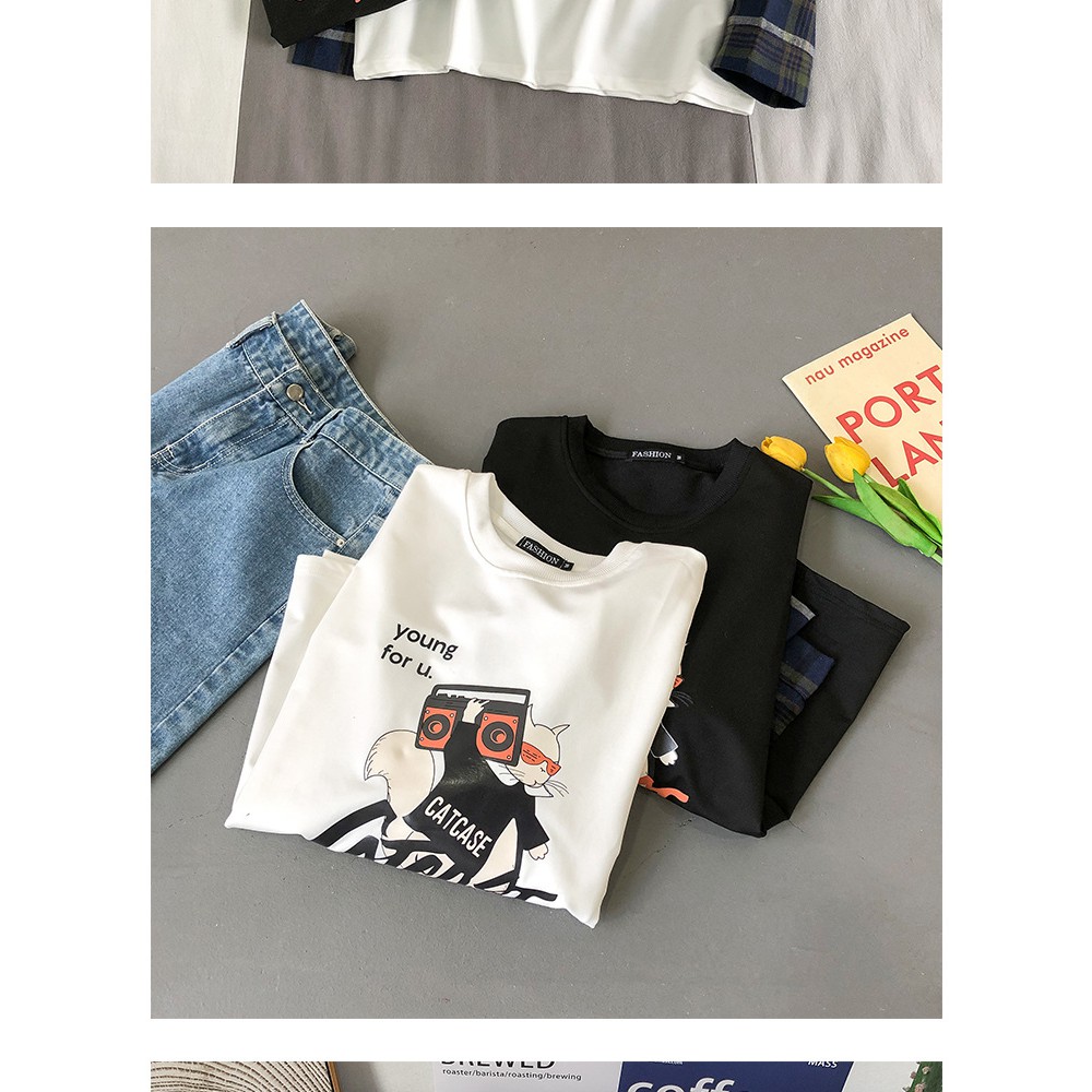 Áo thun tay dài Sweater form rộng UNISEX, in chữ CATCASE | BigBuy360 - bigbuy360.vn