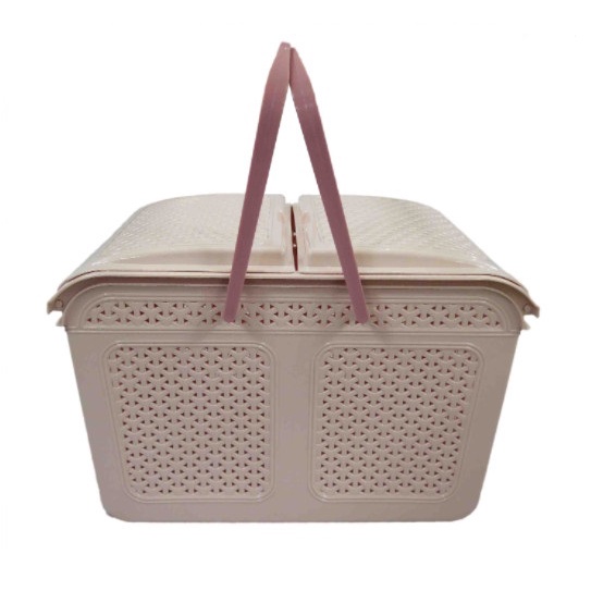 Làn giỏ nhựa đựng đồ đi sinh có nắp và quai xách nhựa VN tiện dụng(màu ngẫu nhiên)