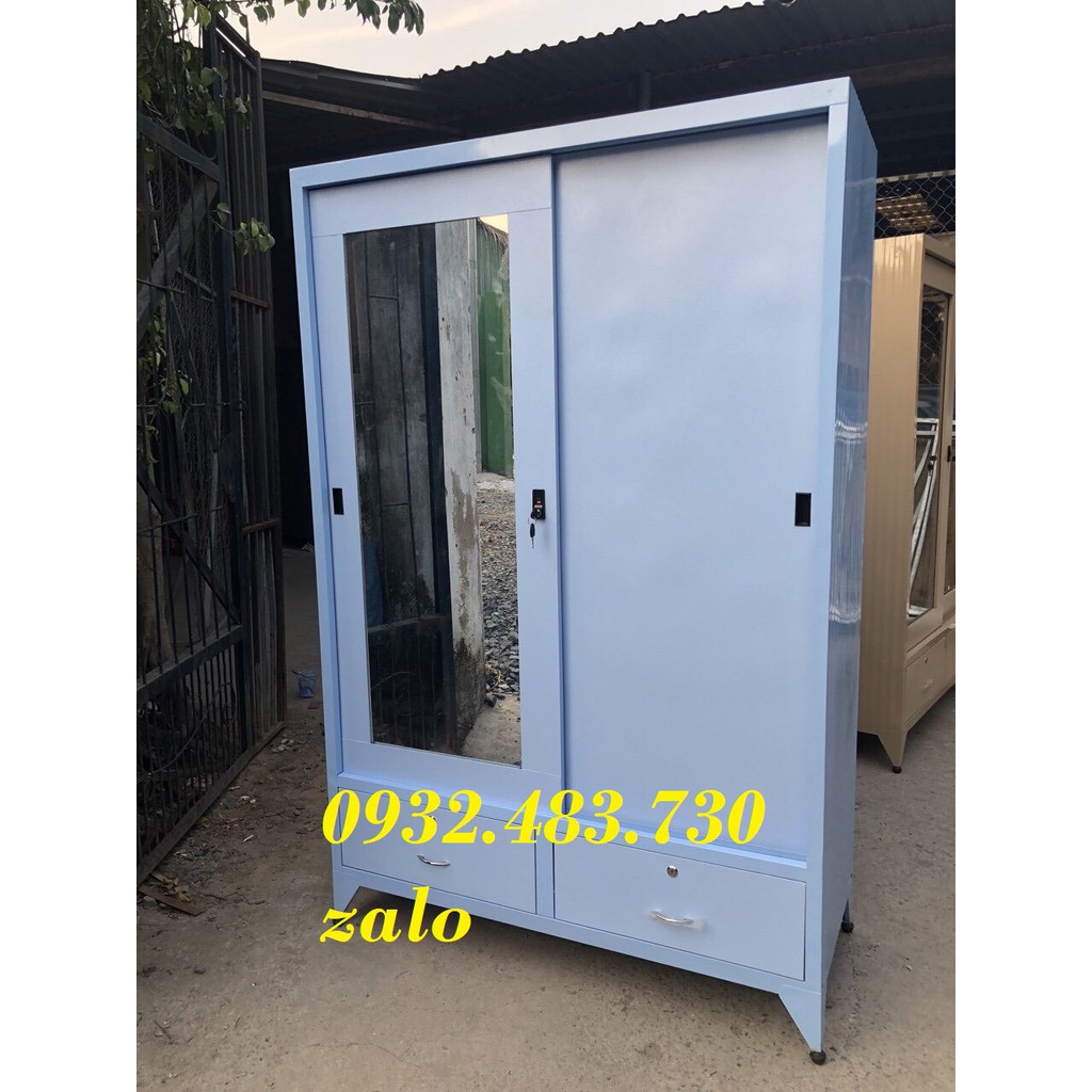 Tủ sắt quần áo kính cửa lùa 1m8x1m2