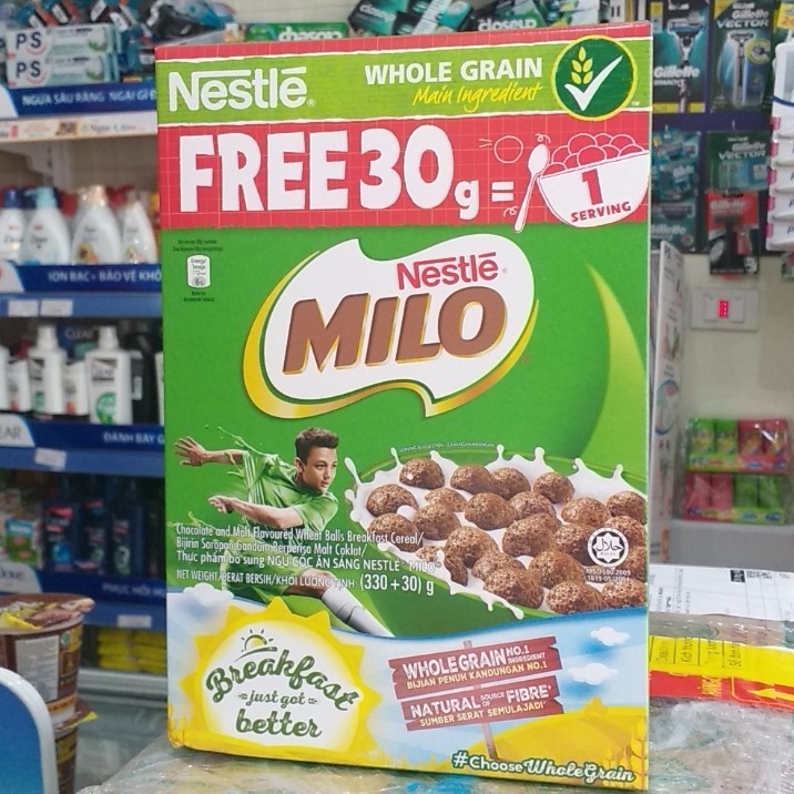 [Mã 77FMCGSALE1 giảm 10% đơn 250K] Ngũ Cốc Nguyên Cám Milo Hộp 330g(+30g) | BigBuy360 - bigbuy360.vn