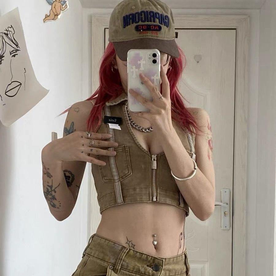 Áo Denim Không Tay Thời Trang Quyến Rũ Cho Nữ