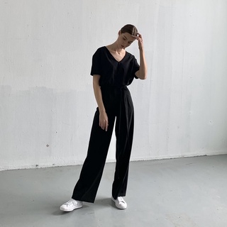 Áo thun basic cổ V (Trắng - Đen)