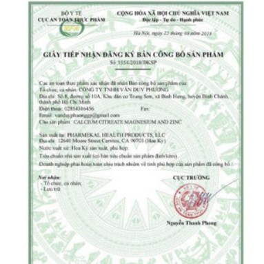 DATE T12.23 Viên Uống Kirkland Calcium Citrate Magnesium &amp; ZinC - 500v - Mỹ
