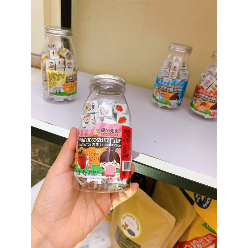 Kẹo sữa chua khô Milk Sugar Cube Siêu Ngon Hongkong - Hủ 140g