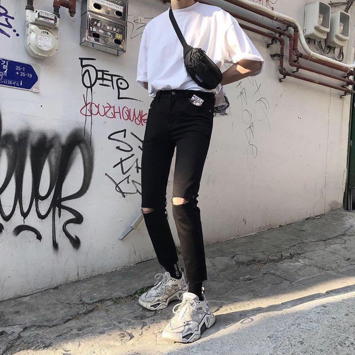 Quần jean nam hàn quốc quần baggy Mã 001 quần jeans màu đen cao cấp Kun Shop