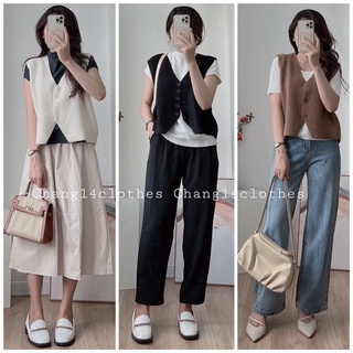 Áo gile lông thỏ có cúc đóng, 3 màu basic cực xinh kèm video cận chất