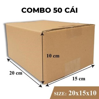 Combo 50 cái Hộp giấy carton 3 lớp sóng 20x15x10, chất lượng cao , chuyên dụng đóng hàng cứng cáp