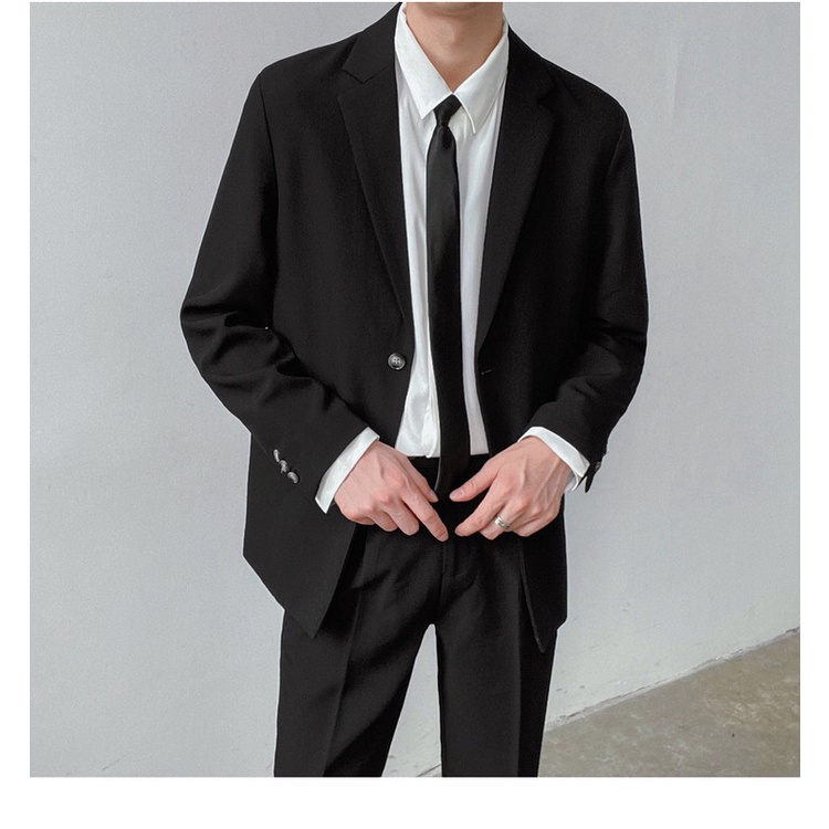 Áo khoác blazer nam form rộng hàn quốc màu đen, kem 2 khuy cài thương hiệu NPV