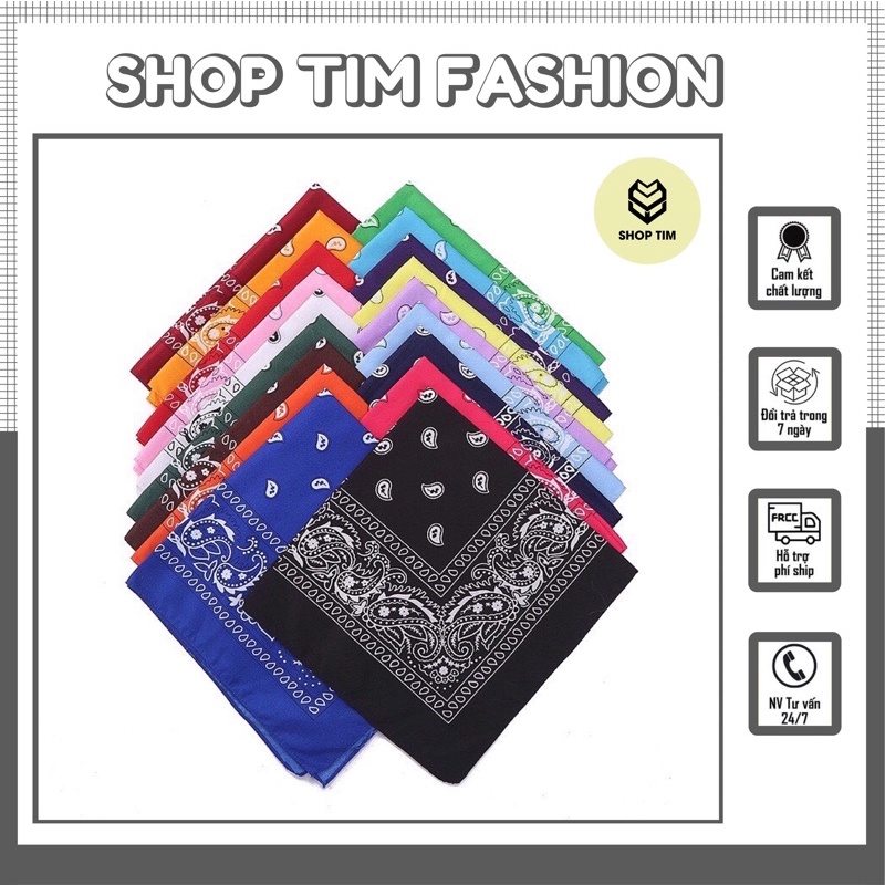 [FREE SHIP] Khăn BANDANA Streetwear in hoa văn vải cotton siêu nhiêu màu - Rẻ vô địch.