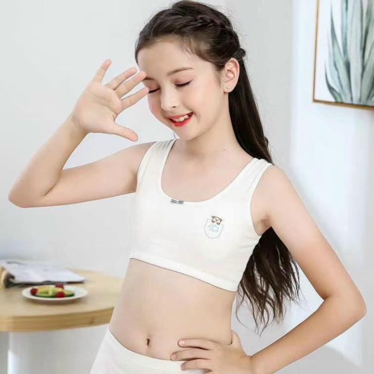 Áo Lót Học Sinh, Áo Lá Học Sinh Cấp 2 Cấp 3 Chất Cotton Đẹp Hình Gấu Dễ Thương Size 30-50kg
