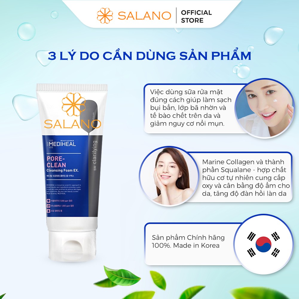 Sữa rửa mặt cho da mụn nhạy cảm than hoạt tính cấp ẩm dịu nhẹ tạo bọt MEDIHEAL SALANO RMSLN25 170ml | BigBuy360 - bigbuy360.vn