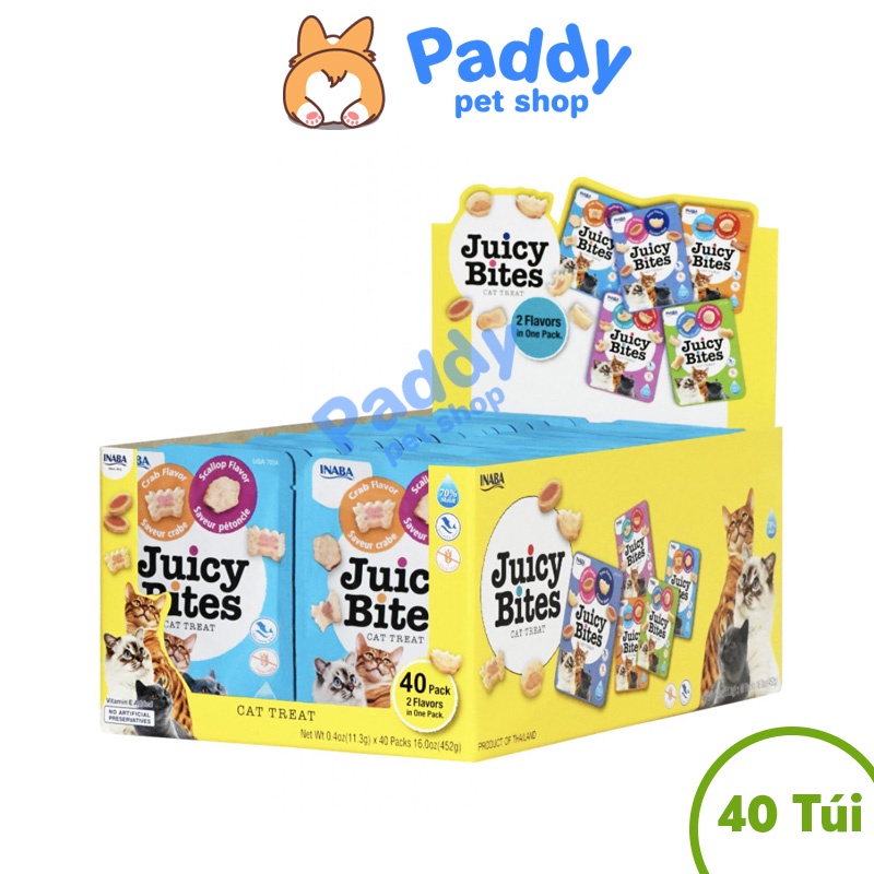 [Thùng 40 Túi] Viên Hải Sản Mềm Juicy Bites Snack Cho Mèo