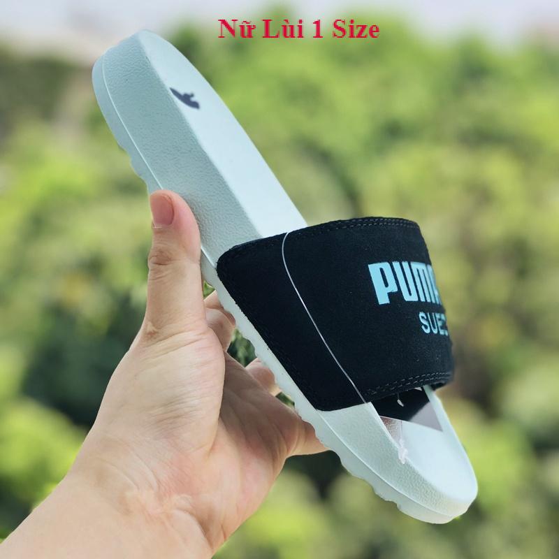 Dép unisex 𝐌𝐋𝐁 𝐏𝐔𝐌𝐀 ❤️FREESHIP + Hộp❤️ dép mlb bóng chày quai ngang thể thao nữ in PUMA da lộn, xanh-quai-đen