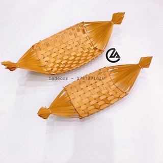 Thuyền tre đan thủ công decor , chụp ảnh đồ ăn