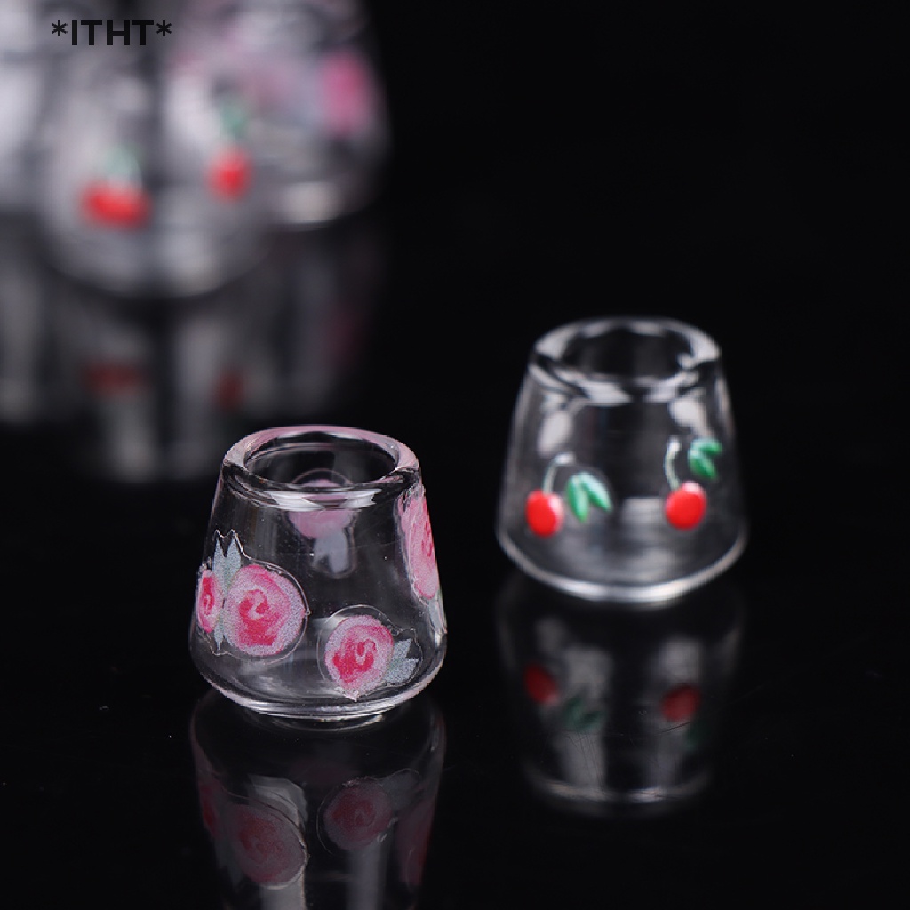 Bộ 4 Ly Thủy Tinh Trong Suốt Dùng Trang Trí Nhà Búp Bê Tỉ Lệ 1 / 12