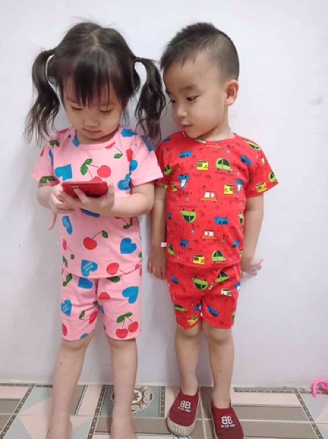 Bộ cotton mùa hè hoạ tiết siêu dễ thương cho hé trai-bé gái