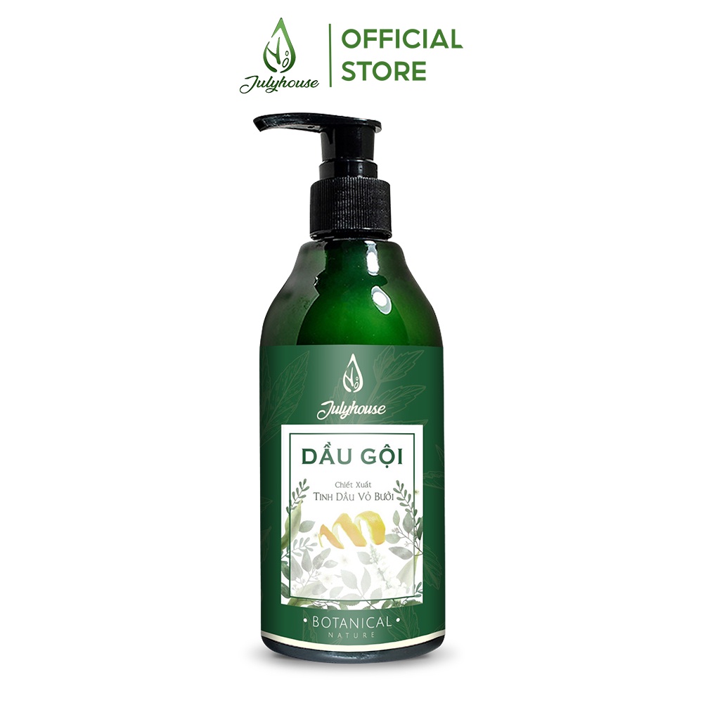 Dầu gội Bưởi JULYHOUSE 300ml và Serum dưỡng tóc tinh dầu Bưởi 38ml ngăn ngừa gãy rụng, dưỡng tóc suôn dài óng mượt