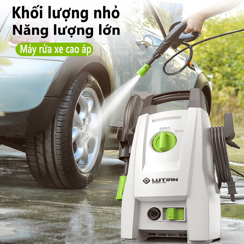 Máy rửa xe cao áp mini gia đình LUTIAN tặng kèm nhiều phụ kiện Ống cao áp 2 + 6 mét