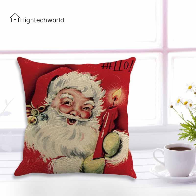 Hightechworld Christmas Xmas Santa Claus Sofa Throw Cushion Pillow Cover Case Home