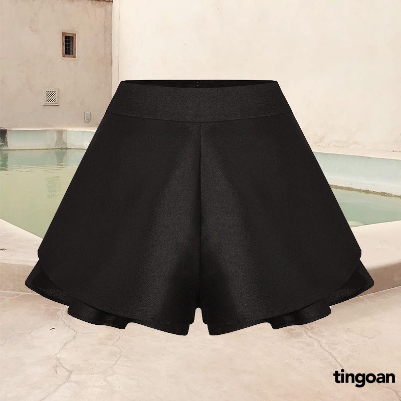 Quần váy cạp cao xoè 2 tầng đen tingoan CHARMIE SKORT/BL