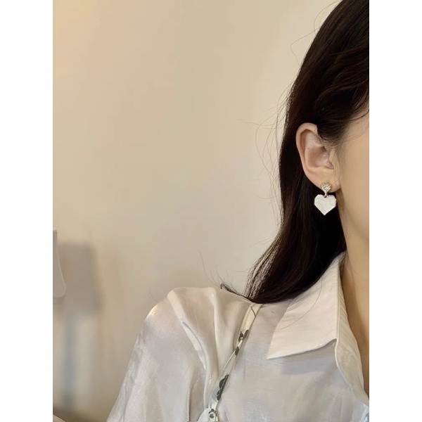 Hoa tai đính đá hình trái tim - Maben