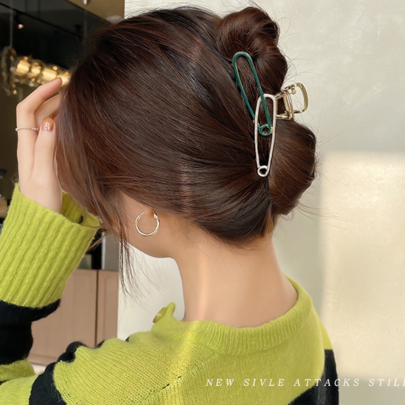 Kẹp Tóc Bằng Kim Loại Hai Màu Kiểu Hàn Quốc Thời Trang Sành Điệu Cho Nữ
