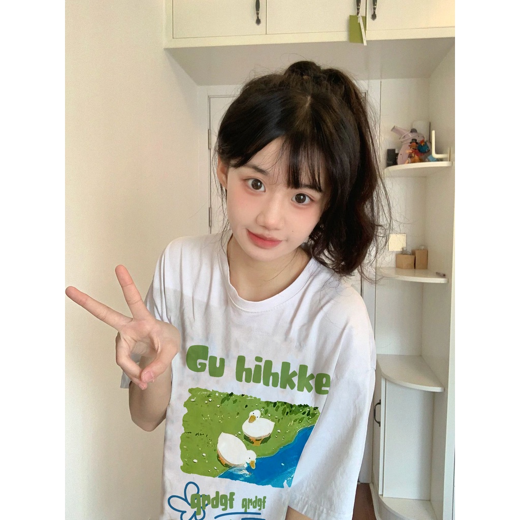 Xiaozhainv Áo Thun Ngắn Tay Dáng Rộng Thời Trang Mùa Hè Hàn Quốc Dành Cho Nữ