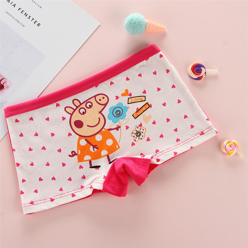 Set 4 Quần Lót Cotton In Hình Heo Peppa Dễ Thương Cho Bé Gái