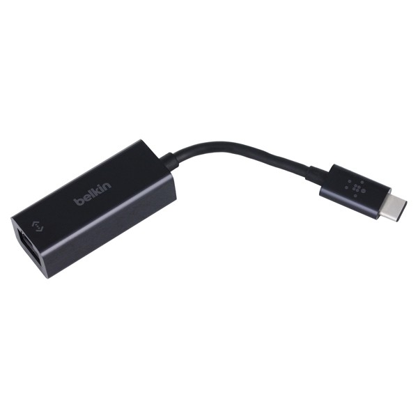 Dây Cáp Chuyển Đổi USB Type-C Sang Gigabit Ethernet Belkin F2CU040BTBLK 15cm (Đen) - Hàng Chính Hãng