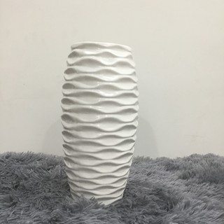 BÌNH HOA LÀN SÓNG TRẮNG 30 CM - GỐM SỨ BÁT TRÀNG