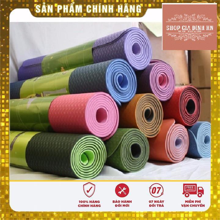 [Hàng Mới] THẢM YOGA 2 MẶT CAO CẤP THẢM TẬP YOGA TPE 2 LỚP 6MM CAO SU NON CÓ TÚI ĐỰNG THỜI TRANG