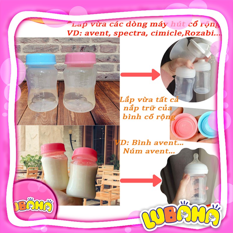 [DÀY CỨNG CHỊU NHIỆT CAO] Bình Trữ Sữa, Đựng Sữa Cổ Rộng Cho Bé 180ml, Lắp Vừa Dòng Máy Hút Avent,Rozabi,Spectra,Cimicle