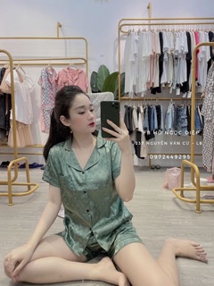 Bộ đồ gấm LV áo cộc quần đùi