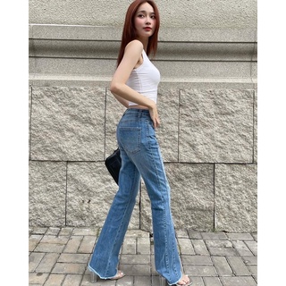 Quần jeans loe 2 viền chất co giãn