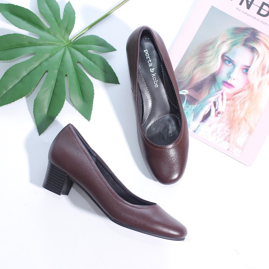 Giày Tiếp Viên Cao Gót 5cm Da Thật Xuất 3883