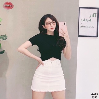 Áo đắp chéo eo croptop - chất thun lụa