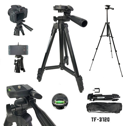 Chân máy ảnh - Giá đỡ chụp hình Tripod 3120 - Tặng kèm kẹp điện thoại (Màu Đen)