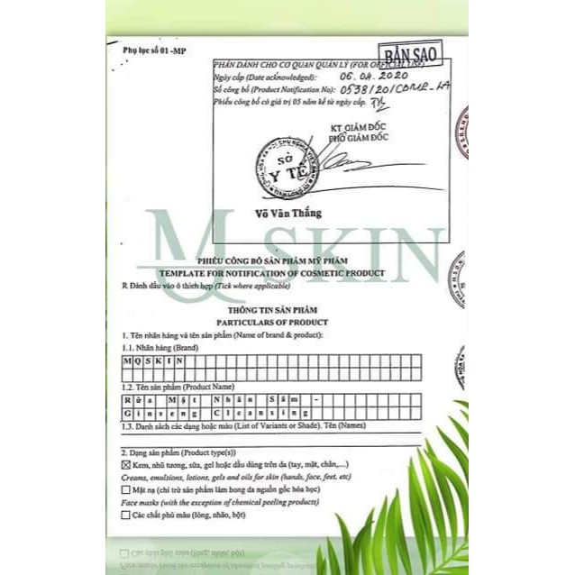 Combo Thay Da Sâm Vip Không Sưng Và Bột Rữa Mặt MQ