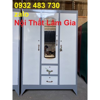 TỦ SẮT QUẦN ÁO 3 CÁNH GIÁ RẺ 1M8X1M2X45 MÀU XÁM TS3C-01