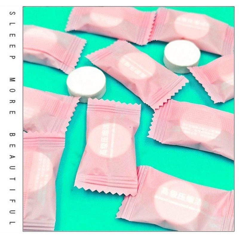 set 10 khăn nén du lịch dạng viên kẹo tiện lợi