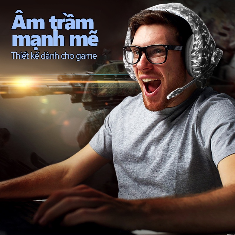 Tai nghe chụp tai chơi game ONIKUMA K1B với micrô, Màu lính Gaming Headphone, Cho Máy tính xách tay PC Laptop Vi tính